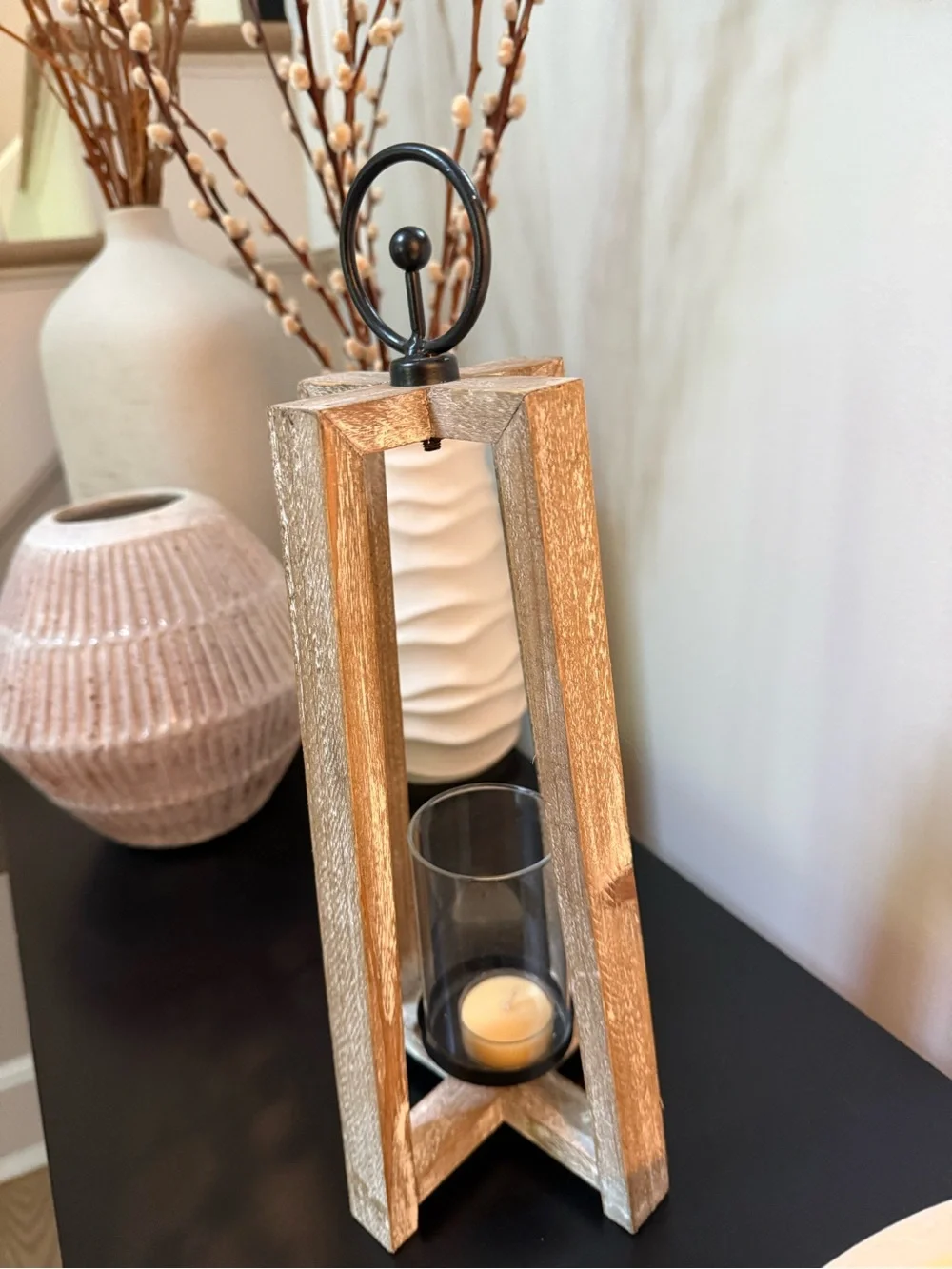 Rustic Wood Lantern Candle Holder